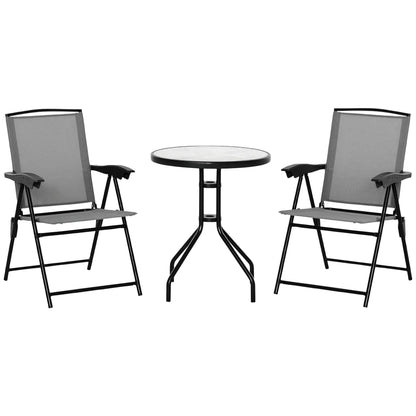 Folding Outdoor Bistro Set, Patio Table and Chairs, Round Dining Table, Grey Bistro Sets at Gallery Canada
