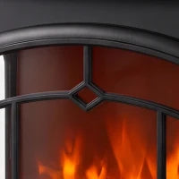Poêle-cheminée électrique, radiateur infrarouge 3 faces 725W/1450W, noir