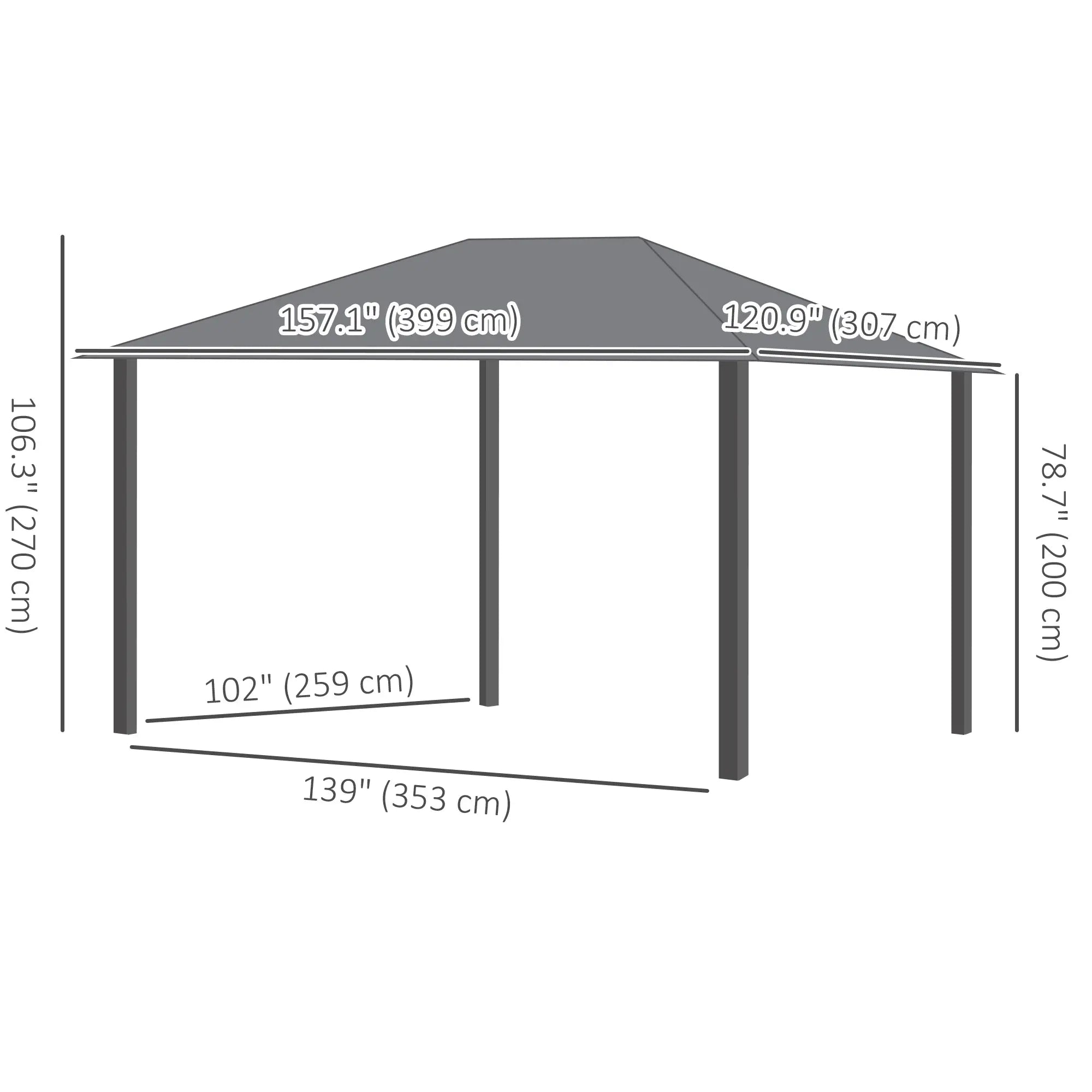 13' x 10' Hardtop Gazebo, Netting Sidewalls, Galvanized Steel, Garden Canopy Gazebos at Gallery Canada