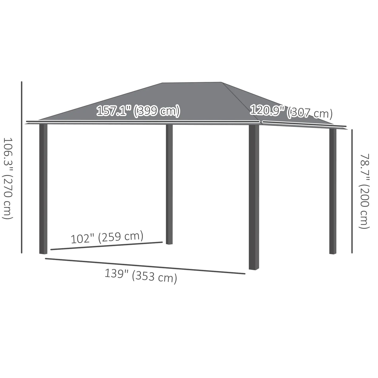 13' x 10' Hardtop Gazebo, Netting Sidewalls, Galvanized Steel, Garden Canopy Gazebos at Gallery Canada