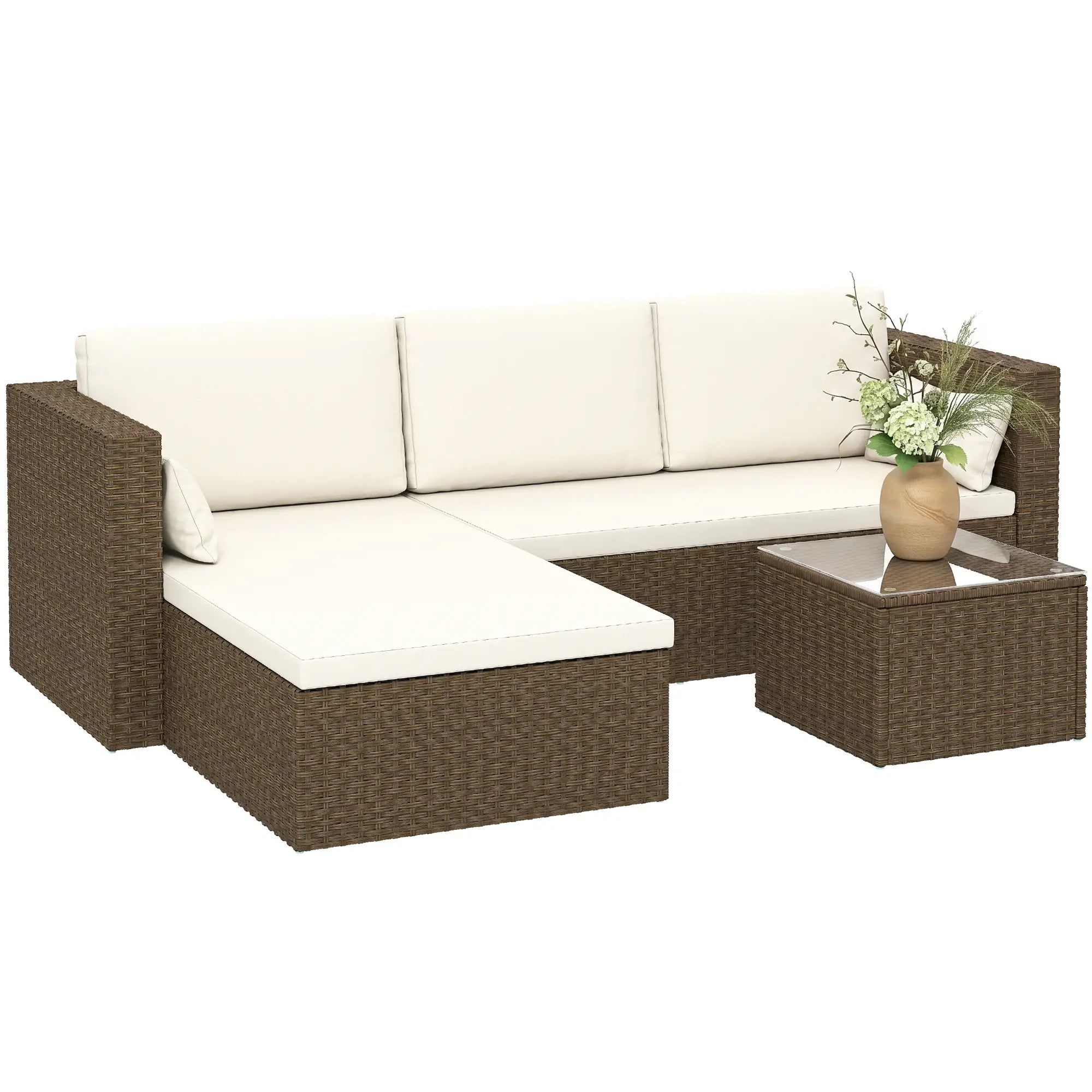 Modern Rattan Sofa Set, 3pcs, Wicker Patio Furniture with Coffee Table Patio Furniture Sets at Gallery Canada