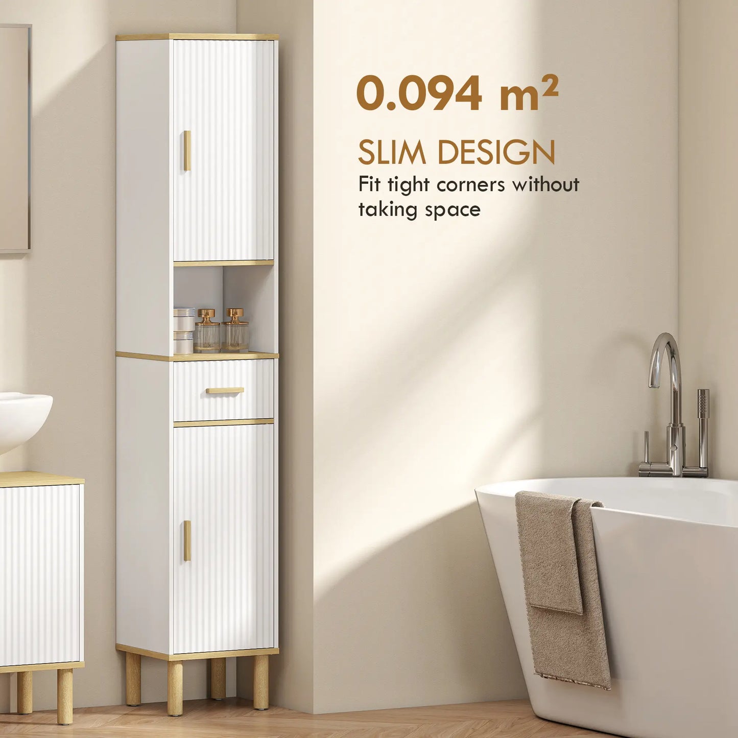 Tall Bathroom Storage Cabinet With Drawer, Adjustable Shelves, White Freestanding Bathroom Cabinets at Gallery Canada