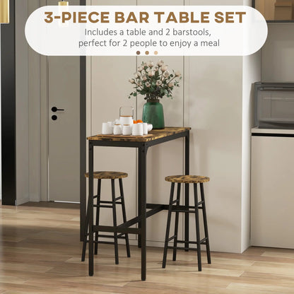 Counter Height Bar Table And Chairs Set, 2-Piece Dining Set