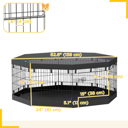 8 Panels Foldable Dog Playpen, 24" High, With Bottom Pad, Top Cover Houses, Kennels & Pens at Gallery Canada