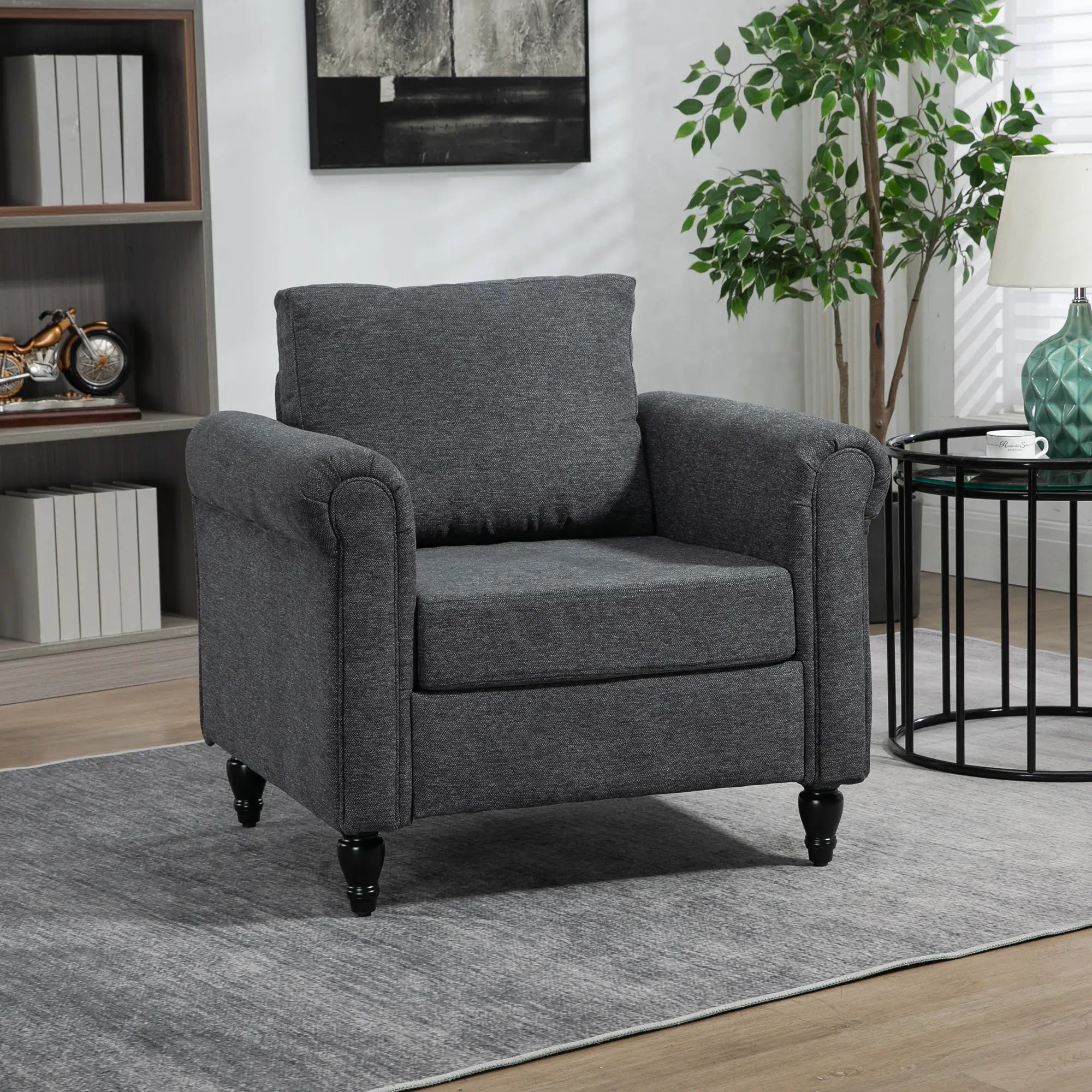 Vintage Armchair, Upholstered Accent Chair, Dark Grey Accent Chairs at Gallery Canada