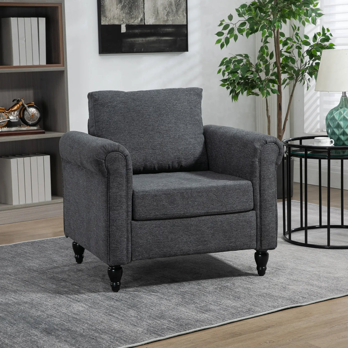 Vintage Armchair, Upholstered Accent Chair, Dark Grey Accent Chairs at Gallery Canada