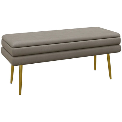 Velvet Upholstered Bench, Thick Padded Seat, Steel Legs, Beige Storage Ottomans & Benches at Gallery Canada