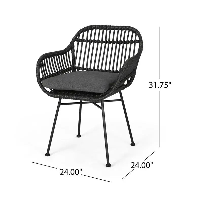 Outdoor Woven Faux Rattan Chairs with Cushions, 24