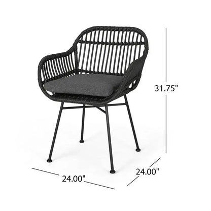 Outdoor Woven Faux Rattan Chairs with Cushions, 24" L x 24" W x 32" H, Brown+Beige Patio Chairs at Gallery Canada