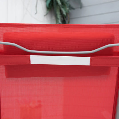 Outdoor Folding Chaise Lounge, Steel Recliner, 7 Adjustable Positions, Red Lounger Chairs at Gallery Canada