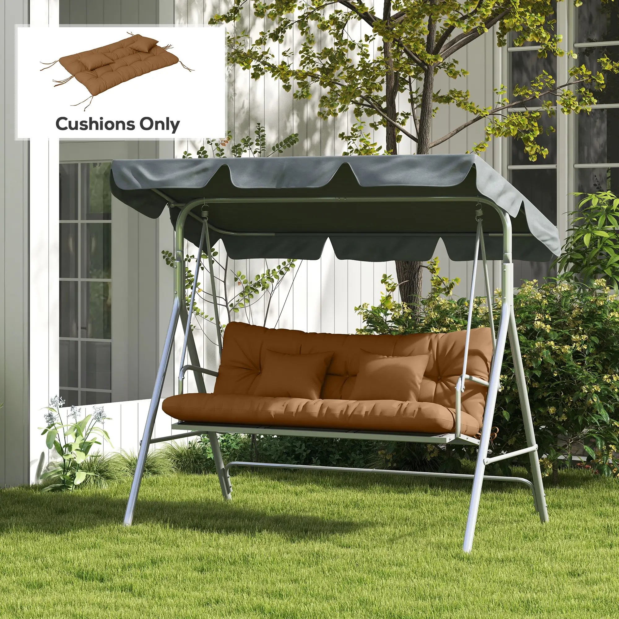 4-Piece Patio Chair Cushion Set, Back and Seat Pillows, Tan Patio Chair Cushions at Gallery Canada