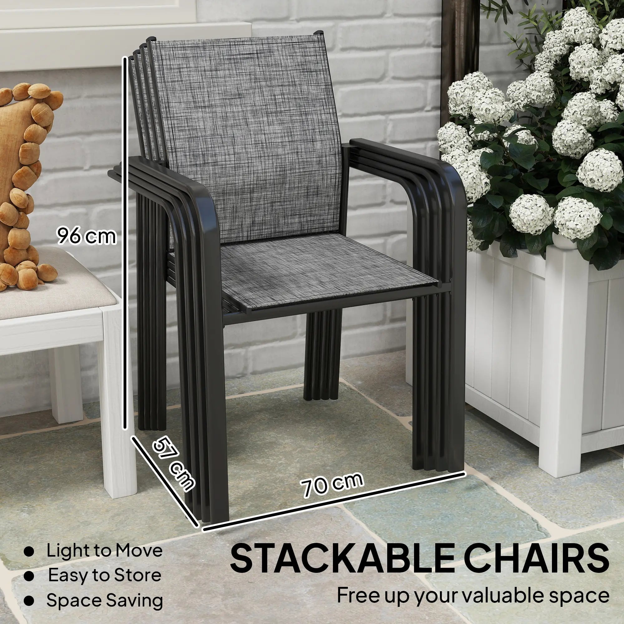 Stackable Patio Chairs Set of 4, 20