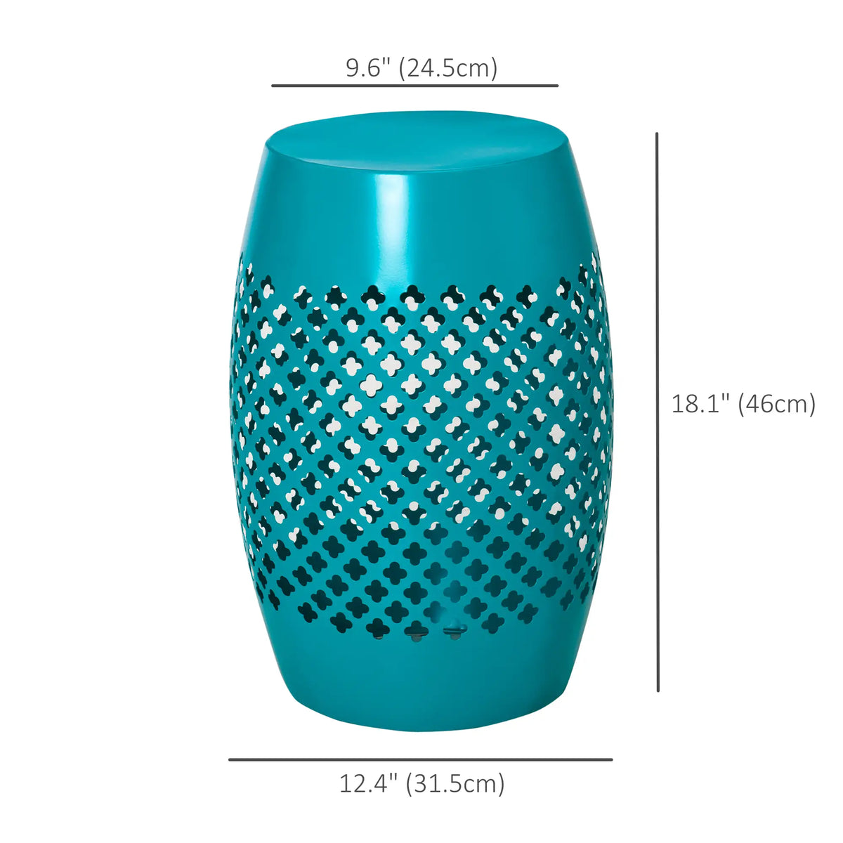 12.5" Steel Round Drum Patio Table, Indoor Outdoor, Teal Patio Dinning Tables at Gallery Canada