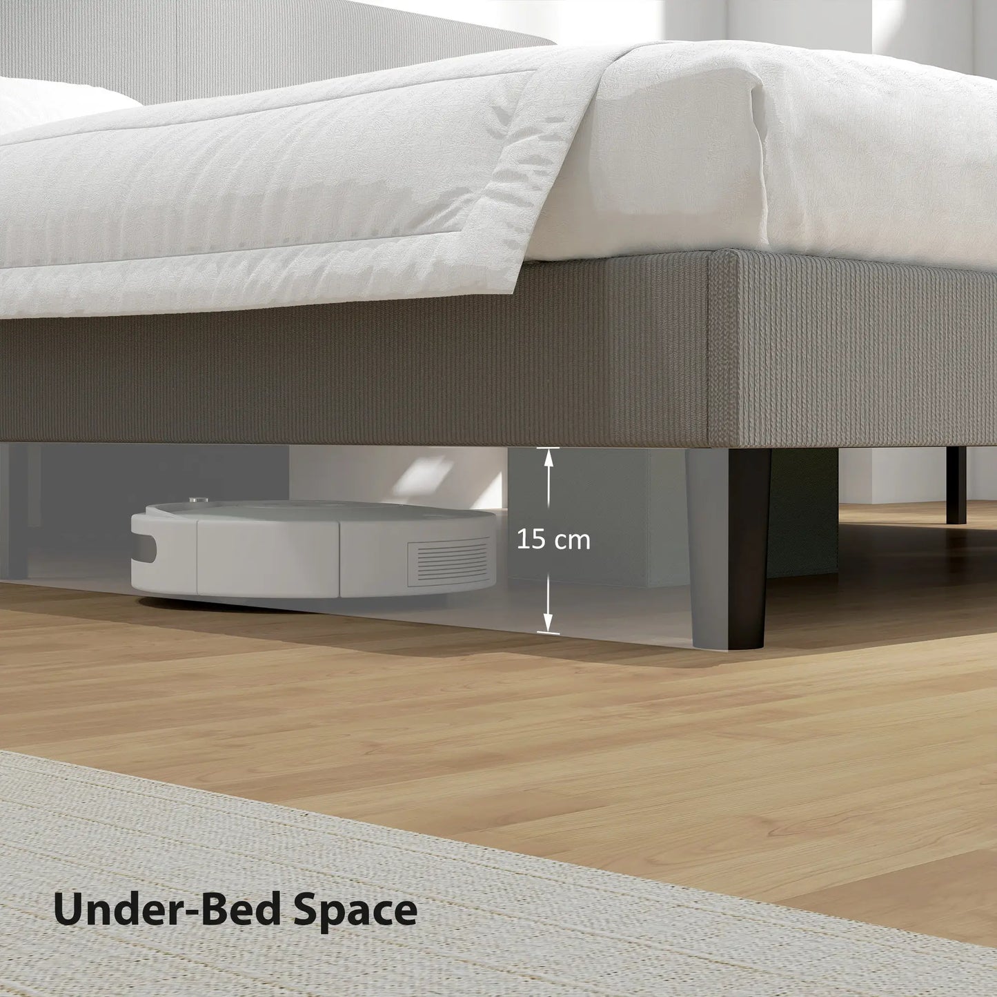 King Size Bed Frame, Adjustable Upholstered Headboard, Wood Slat Support, Light Grey Bed Frames at Gallery Canada