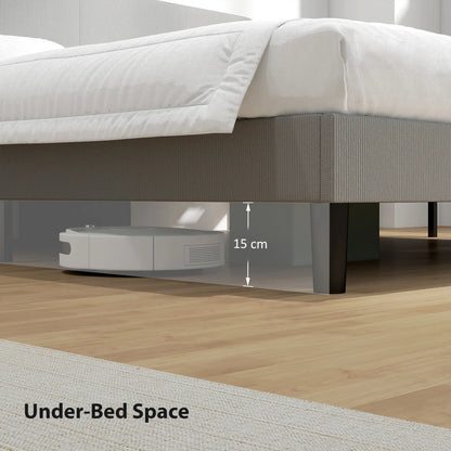 King Size Bed Frame, Adjustable Upholstered Headboard, Wood Slat Support, Light Grey Bed Frames at Gallery Canada