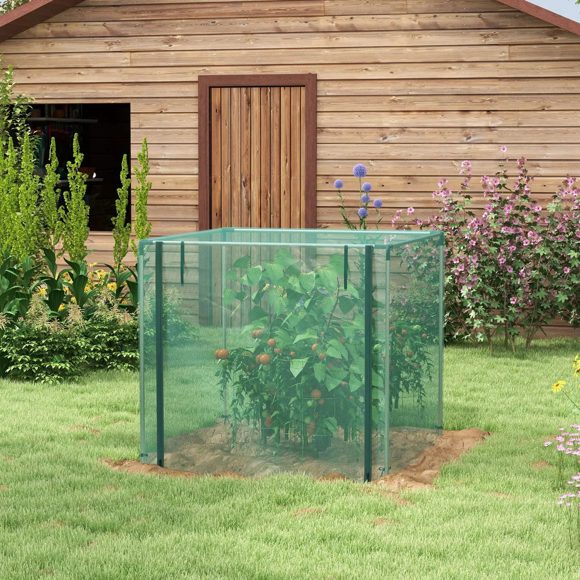 Galvanized Steel Crop Cage, Plant Protection Tent, 4' x 4', Green Walk In Greenhouses at Gallery Canada