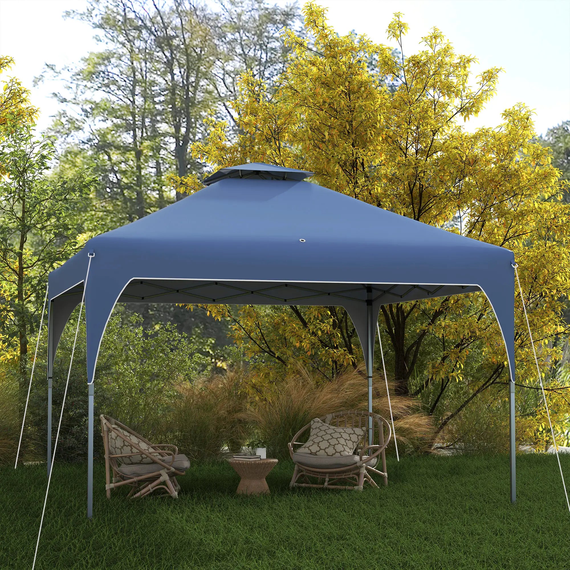10'x10' Pop Up Canopy, Easy Set Up, 2 Tier Vented Roof, Carrying Bag, Blue Pop Up Canopies at Gallery Canada