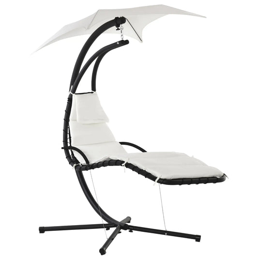 Swing Chaise with Stand, Floating Chaise Lounge, Cream White Patio Swings with Stand Cream at Gallery Canada
