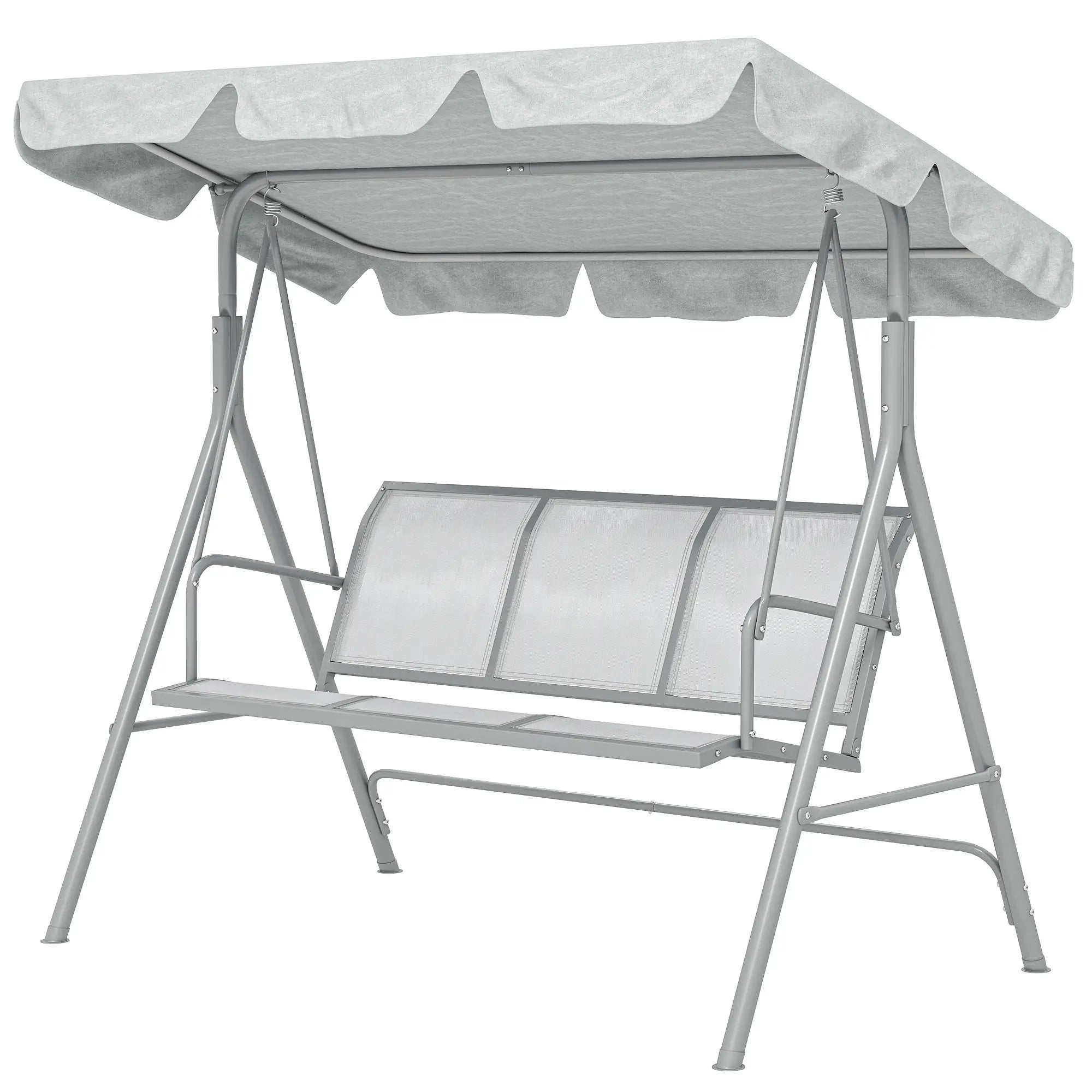 3-Seater Outdoor Swing Chair, Patio Swing with Canopy, Light Grey Patio Swings with Stand Light Grey, Silver at Gallery Canada