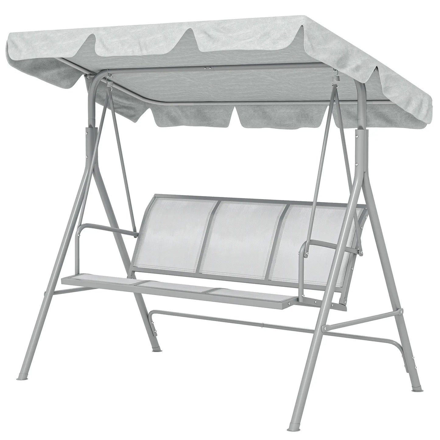 3-Seater Outdoor Swing Chair, Patio Swing with Canopy, Light Grey Patio Swings with Stand Light Grey, Silver at Gallery Canada