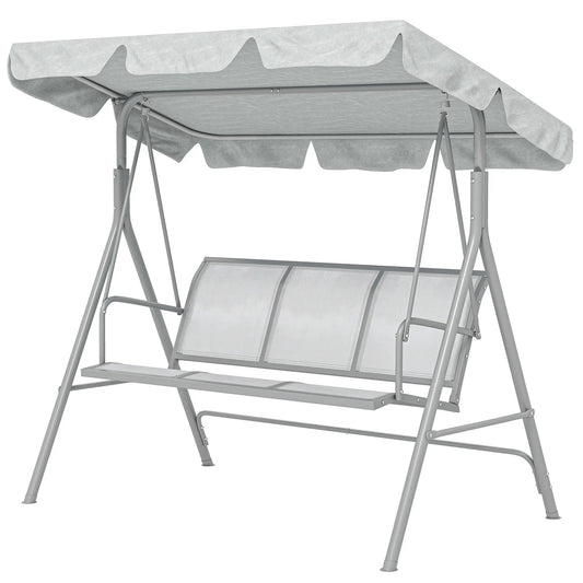 3-Seater Outdoor Swing Chair, Patio Swing with Canopy, Light Grey Patio Swings with Stand Light Grey, Silver at Gallery Canada