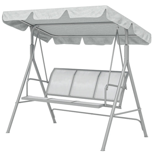 3-Seater Outdoor Swing Chair, Patio Swing with Canopy, Light Grey