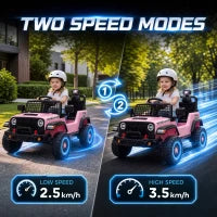 Camion électrique 12V pour enfant, télécommande, démarrage progressif, suspension à 4 roues, rose