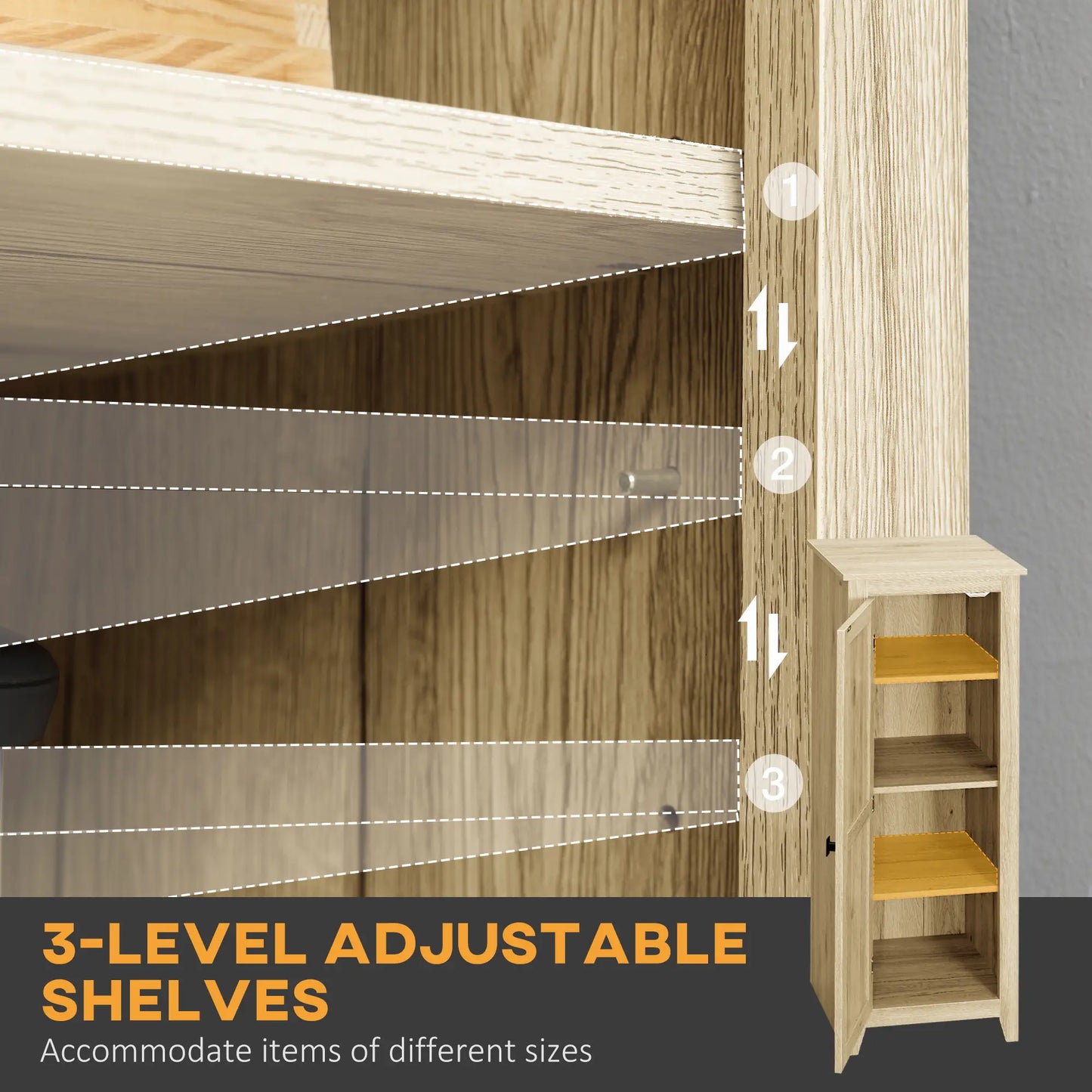 48" Farmhouse Kitchen Pantry Cabinet, Adjustable Shelves, Natural Kitchen Pantry Cabinets at Gallery Canada