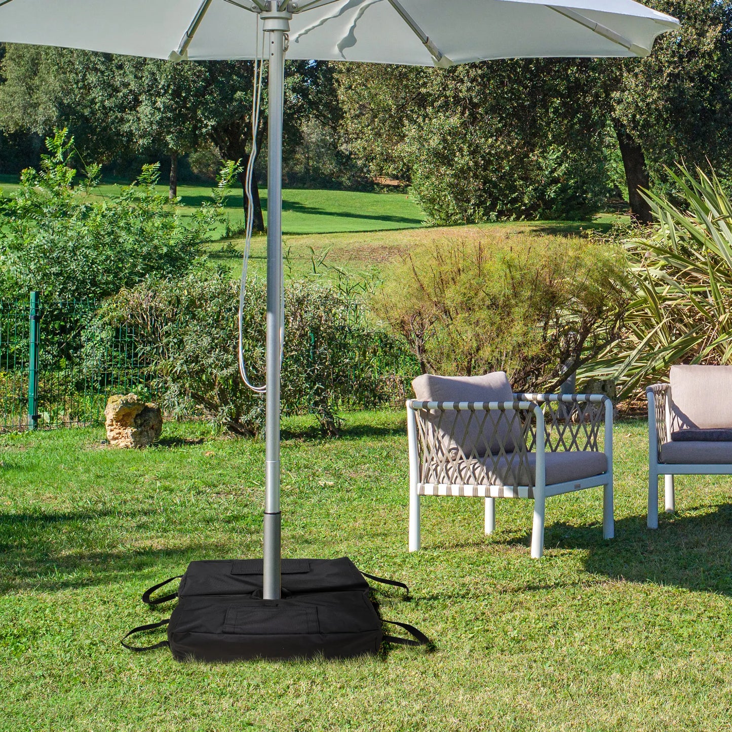 2pc Umbrella Base, 55lbs, Weight Bag With Scoop, Black Umbrella Bases at Gallery Canada
