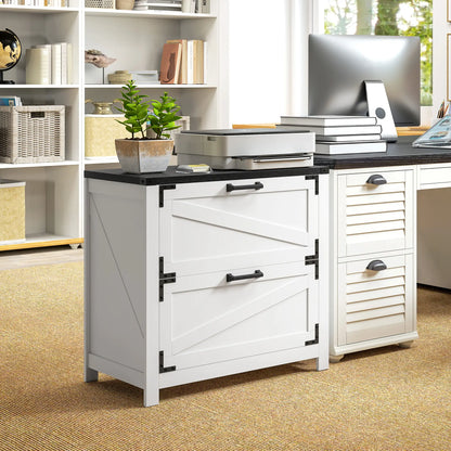2 Drawer Filing Cabinet, Farmhouse Office Storage, Adjustable Hanging Bars, Letter, A4, Legal Size, White Office Cabinets & Cupboards at Gallery Canada