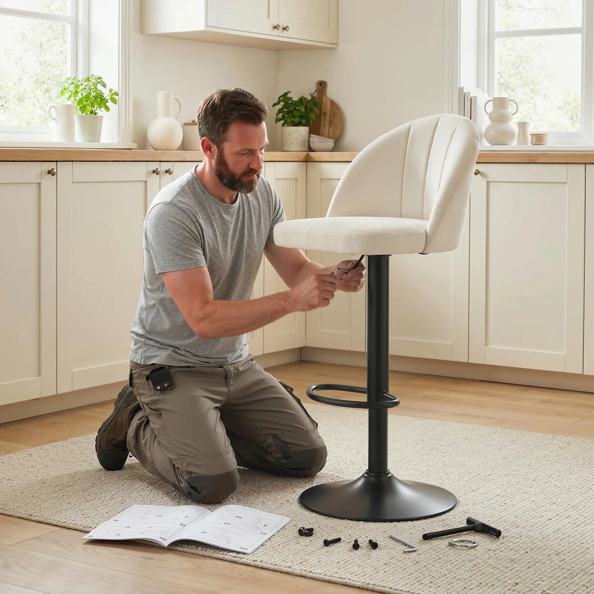Swivel Counter Height Barstools Set Of 2, Cream White Bar Stools at Gallery Canada