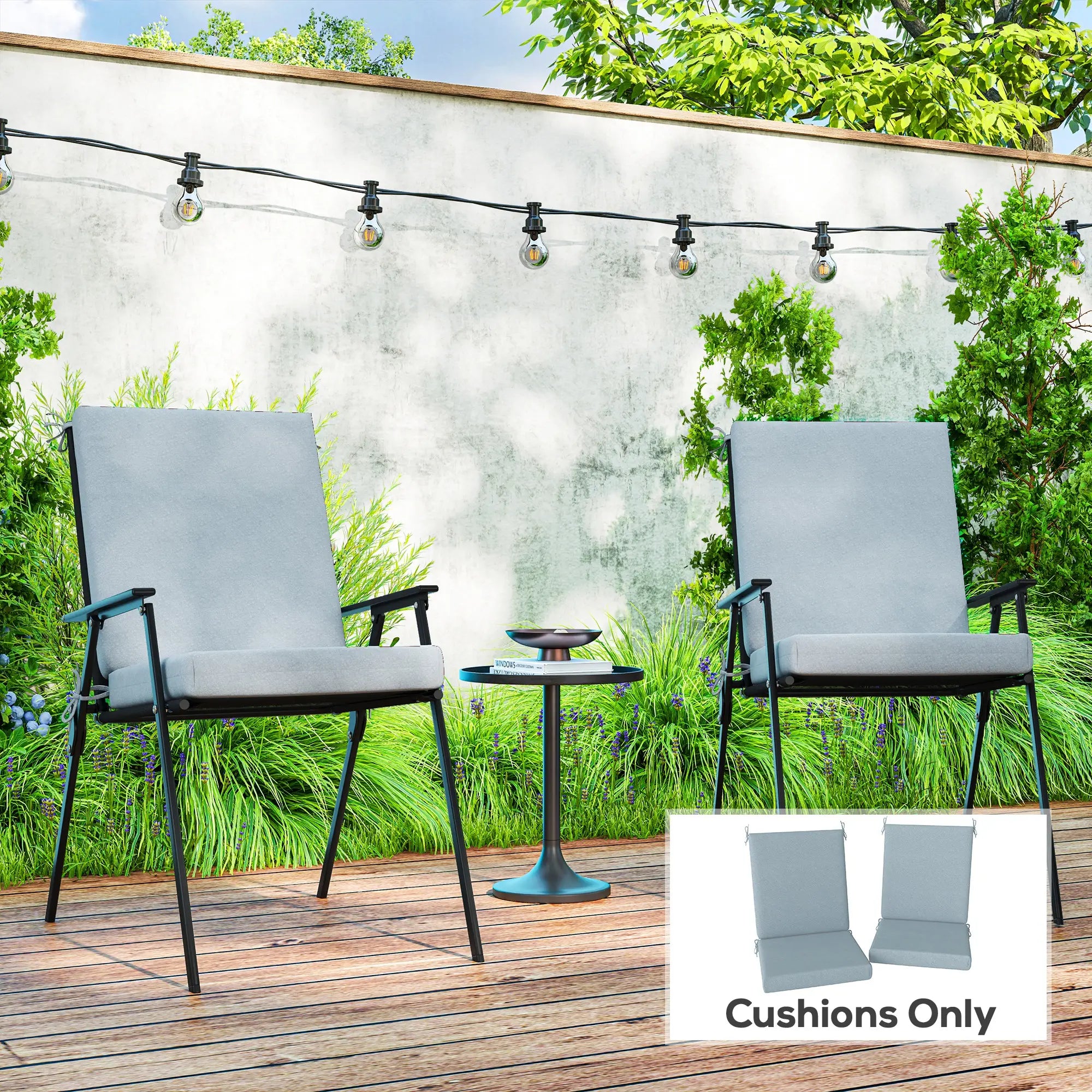 Outdoor Cushions Set of 2, Seat Cushions with Back, Fade-Resistant, Light Grey Patio Chair Cushions at Gallery Canada