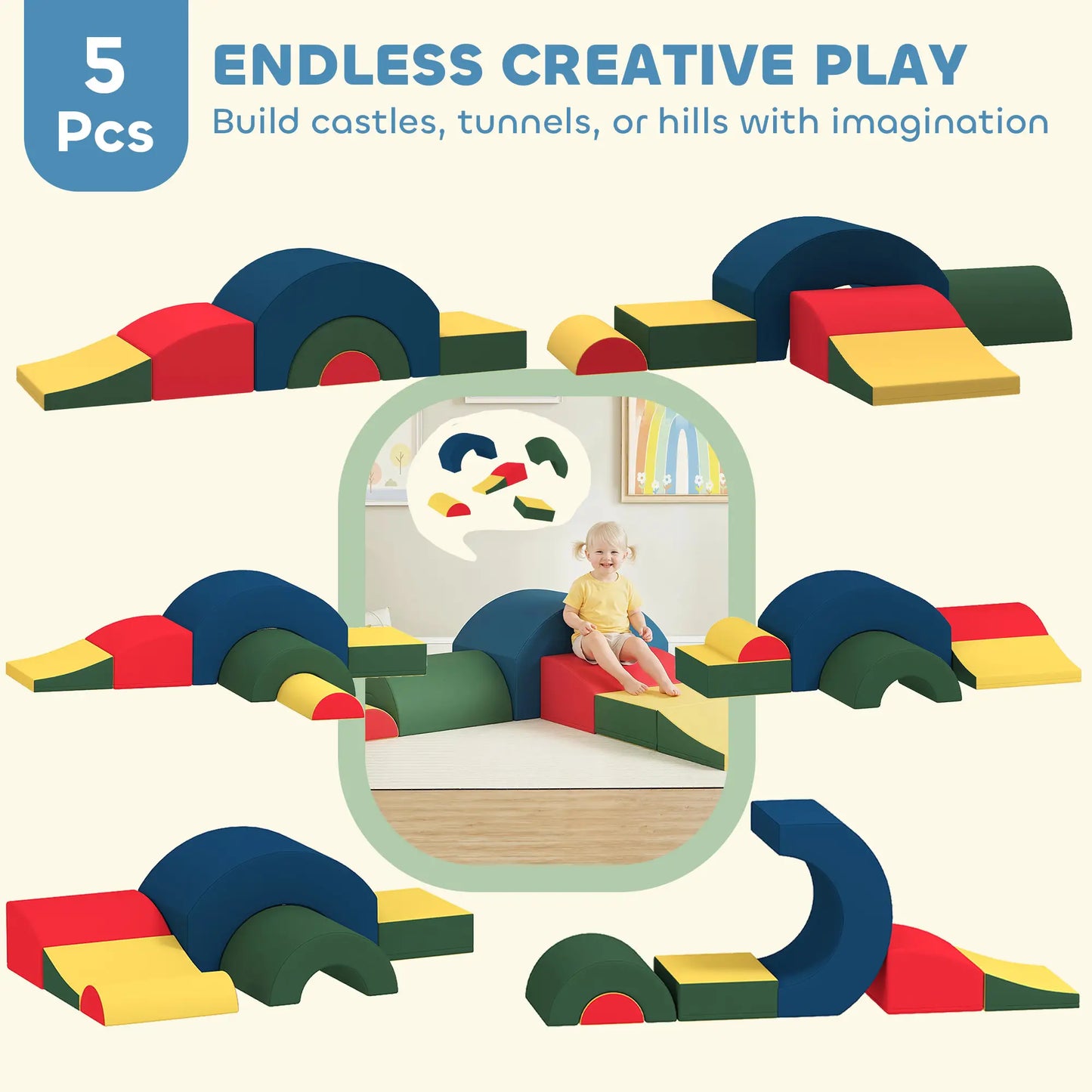 Toddlers Climbing Toys, 5-Piece Foam Blocks, Soft Play Set Kids Gym & Playmats at Gallery Canada