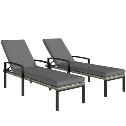 Outdoor Chaise Lounge Chairs, Set of 2 Wicker Patio Chairs, 5-Level Adjustable Backrest Wicker Chaise Loungers at Gallery Canada