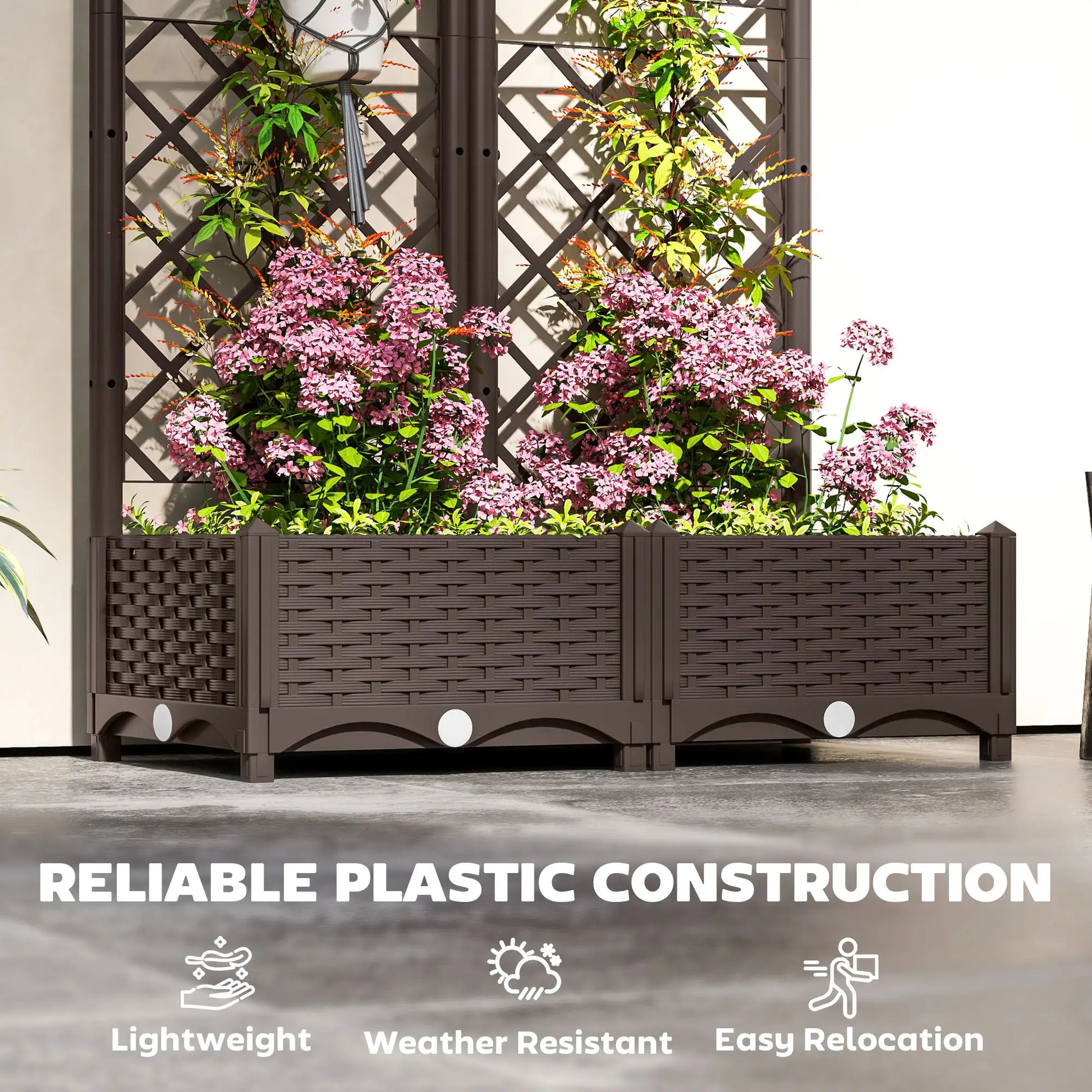 Raised Garden Bed With Trellis, Plastic, 32" x 16" x 48" Raised Garden Beds at Gallery Canada