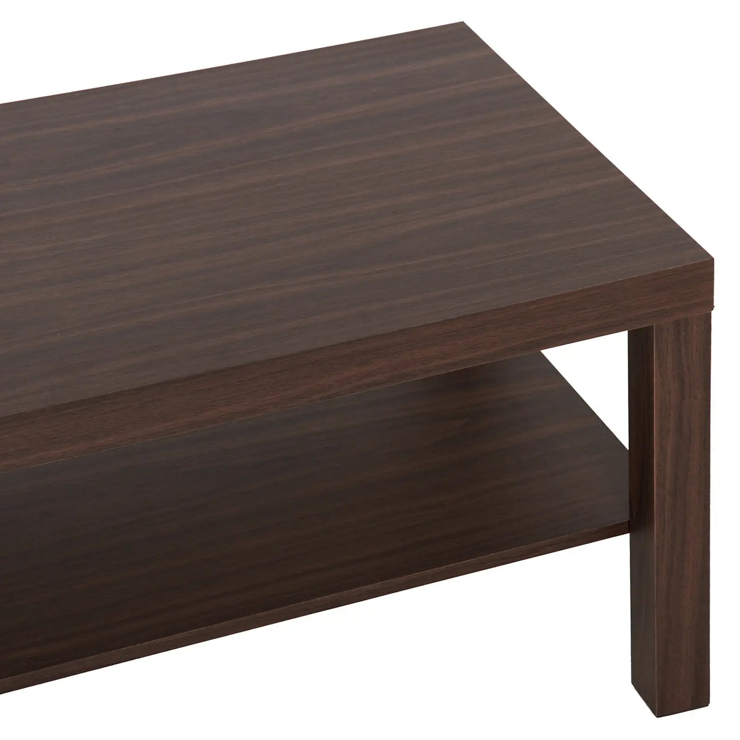 2 Tier Coffee Table with Storage Shelf, Rectangular Center Table for Living Room, Home Office Furniture Walnut Coffee Tables at Gallery Canada