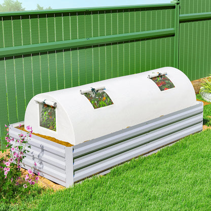 Portable Mini Greenhouse, 7' x 3' x 2', Steel Frame With 5 Mesh Windows, White