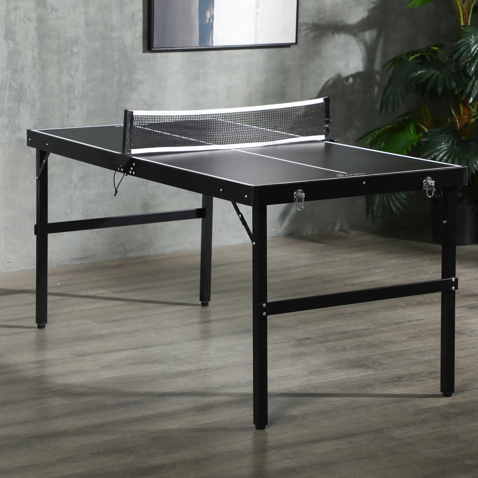 Mini Folding Table Tennis Table, Aluminium Frame, Portable, Black Game Tables at Gallery Canada
