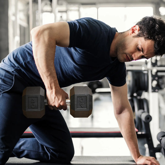 40lbs Rubber Hex Dumbbells, Fitness Training, Black Dumbbells & Barbells Black at Gallery Canada