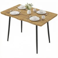 Modern Nordic Dining Table Seats 4, Oak Grain Black 43.3" x 27.6" x 29.5", Black