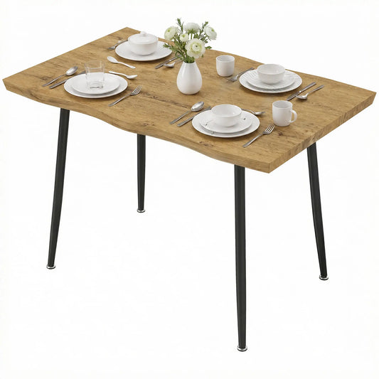 Modern Nordic Dining Table Seats 4, Oak Grain Black 43.3" x 27.6" x 29.5", Black Dining Tables Multi Colour at Gallery Canada