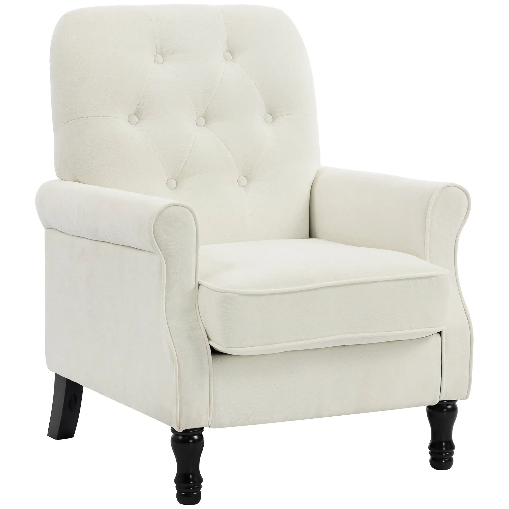 Accent Chair, Mid-Century Modern Armchair, Cream White Single Sofas Cream White, Black at Gallery Canada