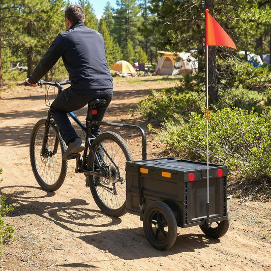 Bike Trailer, Foldable Storage Box With Lid, Quick Release Wheels Bike Cargo Trailers Black at Gallery Canada