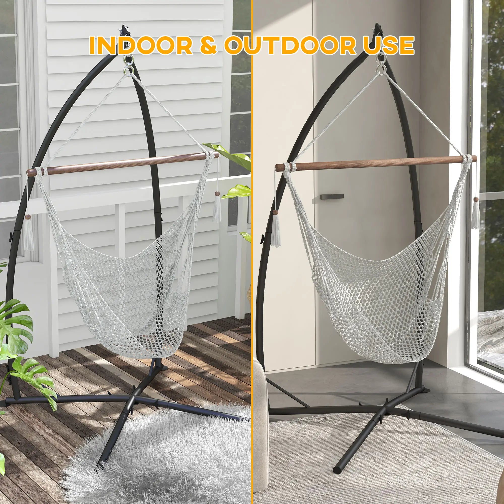 Heavy Duty Steel Hammock Chair Stand, Indoor Outdoor Use, Black Hammock Stands at Gallery Canada
