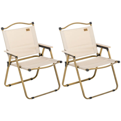 Set of 2 Camping Chairs, Lightweight Folding, Portable, Khaki Picnic Tables & Camping Chairs Khaki at Gallery Canada