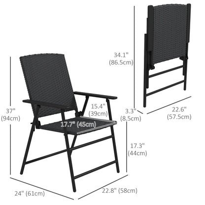 Outdoor Wicker Dining Chairs Set of 2, Steel Frame, Black Patio Chairs at Gallery Canada