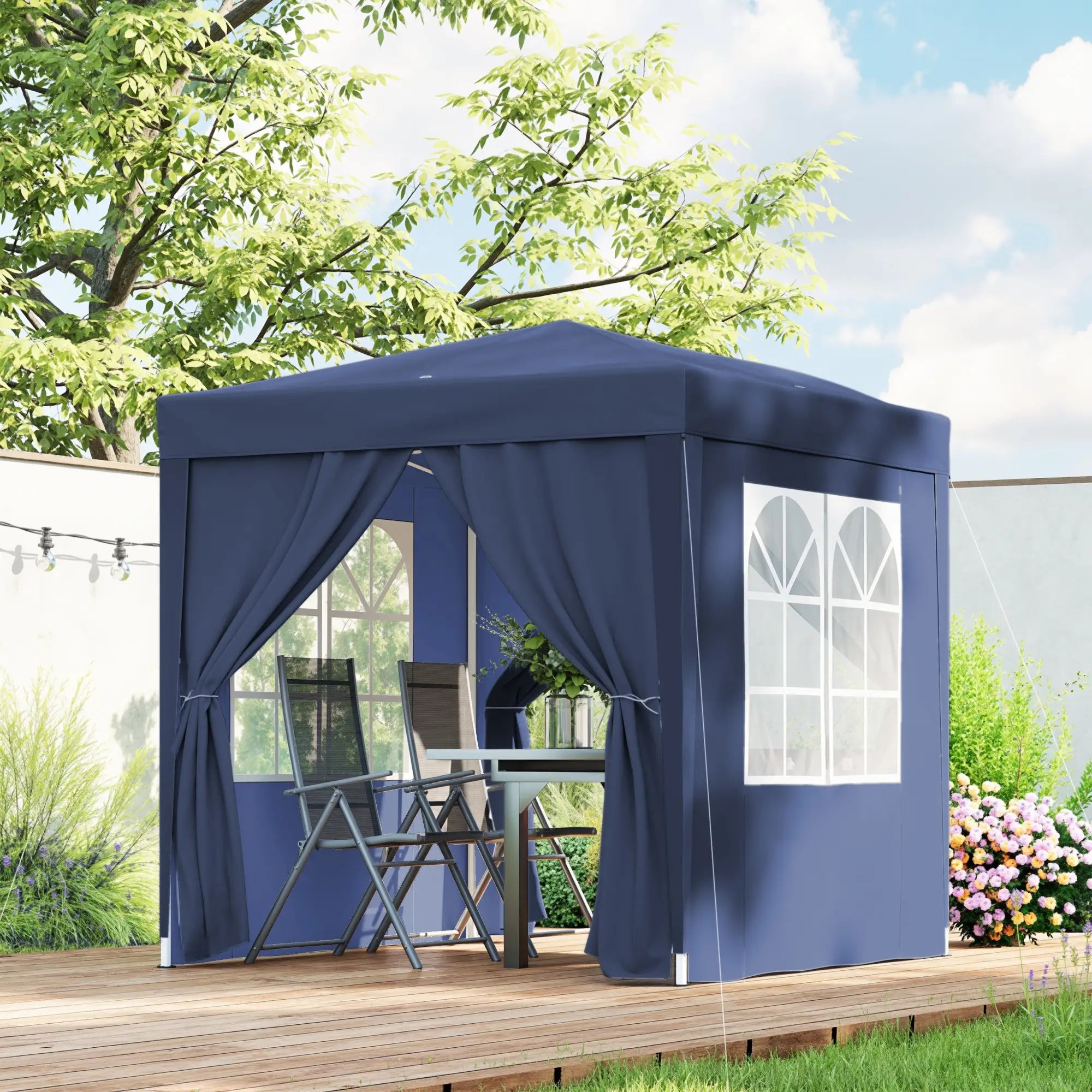6.6'x6.6' Pop Up Canopy Tent, With Sidewalls And Carry Bag, Blue Pop Up Canopies at Gallery Canada