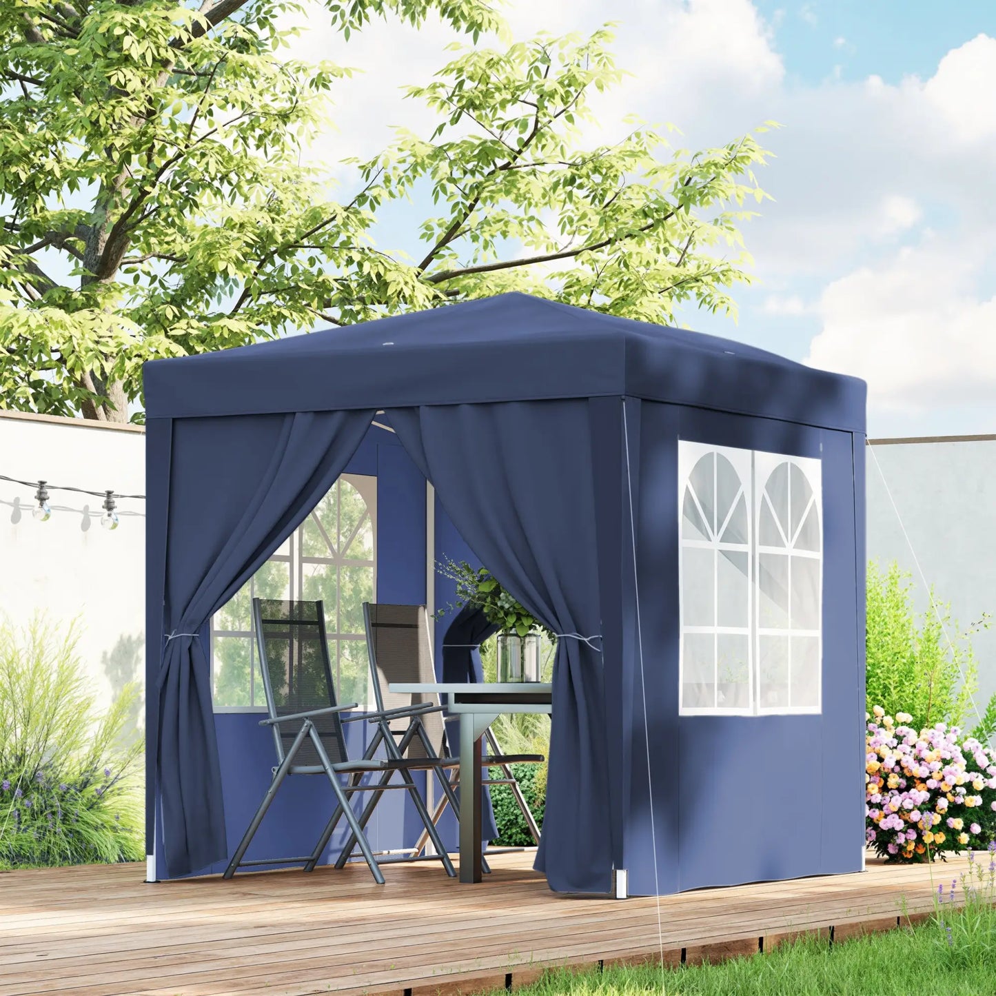 6.6'x6.6' Pop Up Canopy Tent, With Sidewalls And Carry Bag, Blue Pop Up Canopies at Gallery Canada