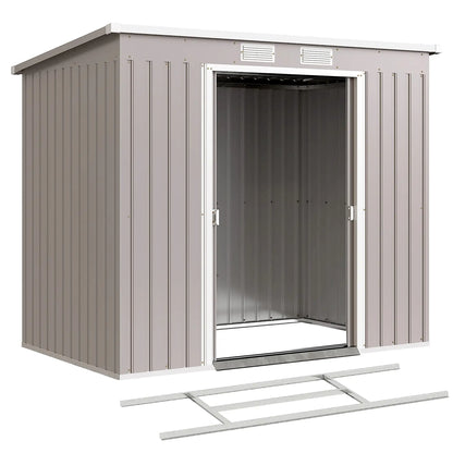 7' x 4' Galvanized Steel Garden Shed, Foundation Kit, Grey Sheds at Gallery Canada