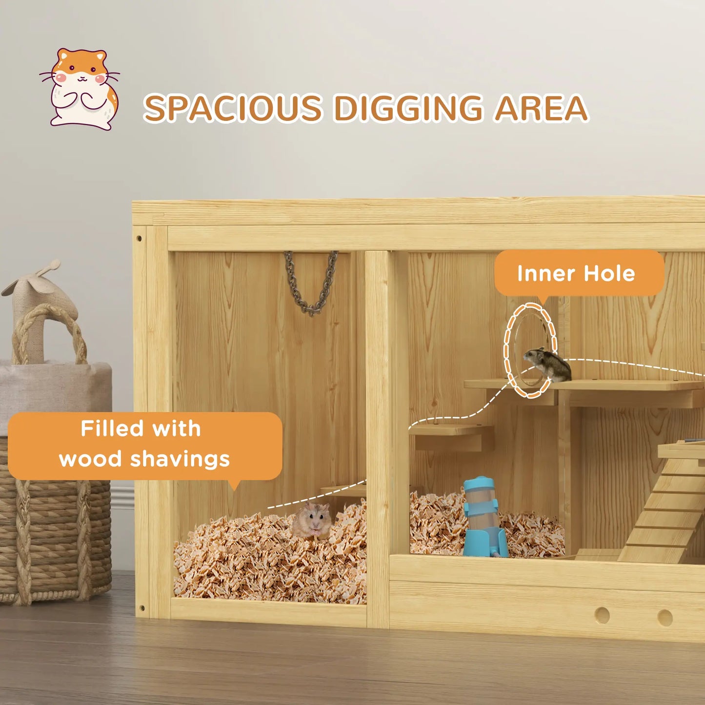 Large Wooden Hamster Cage, Multi-Layer Habitat with Pull-Out Tray Hamster Cages at Gallery Canada